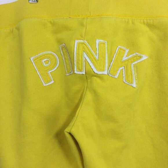 Victoria Secret Womens Love PINK Sweat Cropped Pants Yellow Size Medium - Picture 6 of 8